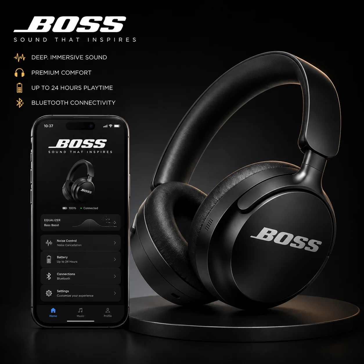 Boss Active Noise Cancelling Headphones with Alexa Voice Control | 40H Battery Life | Premium Sound Quality - Image 10