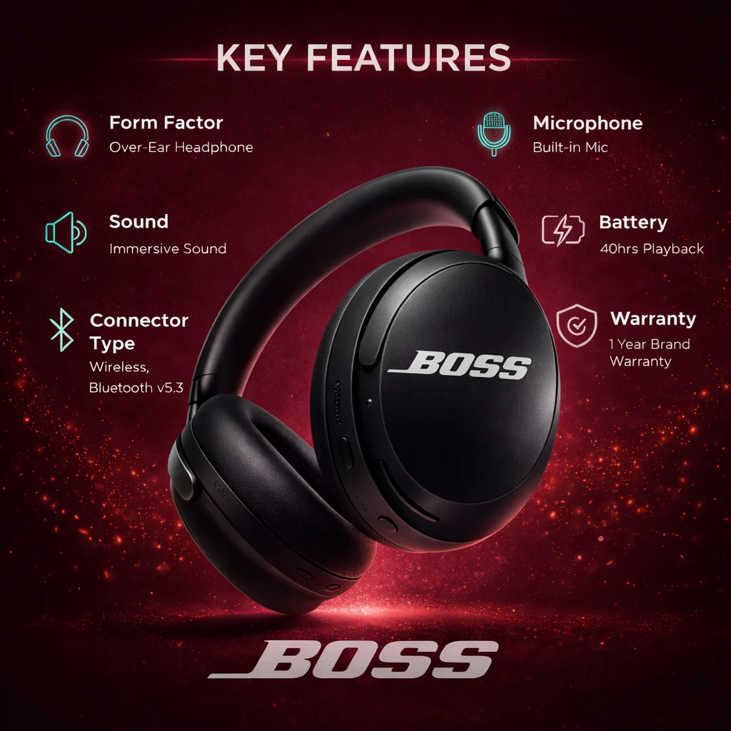 Boss Active Noise Cancelling Headphones with Alexa Voice Control | 40H Battery Life | Premium Sound Quality - Image 12