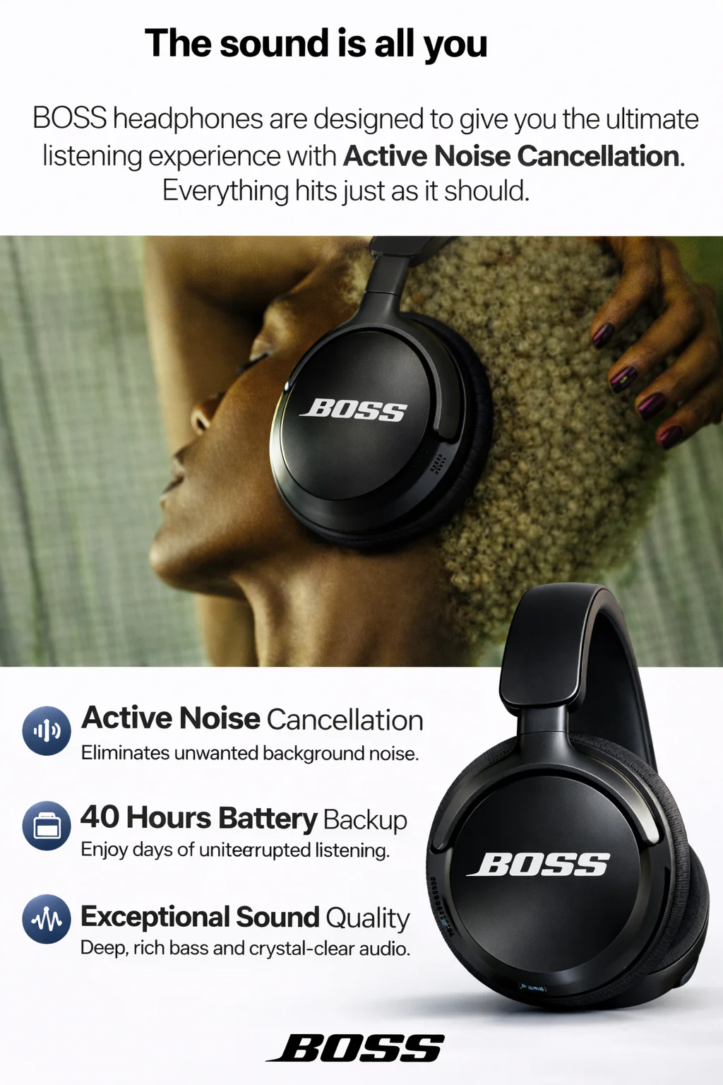 Boss Active Noise Cancelling Headphones with Alexa Voice Control | 40H Battery Life | Premium Sound Quality - Image 16